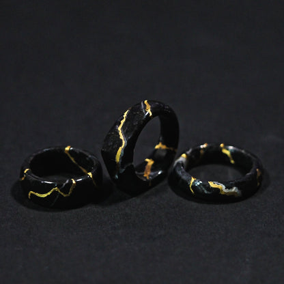 Anelli in Nero Marquina | Oro Zecchino 22 Carati