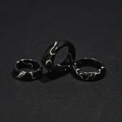 Anelli in Nero Marquina | Oro Bianco
