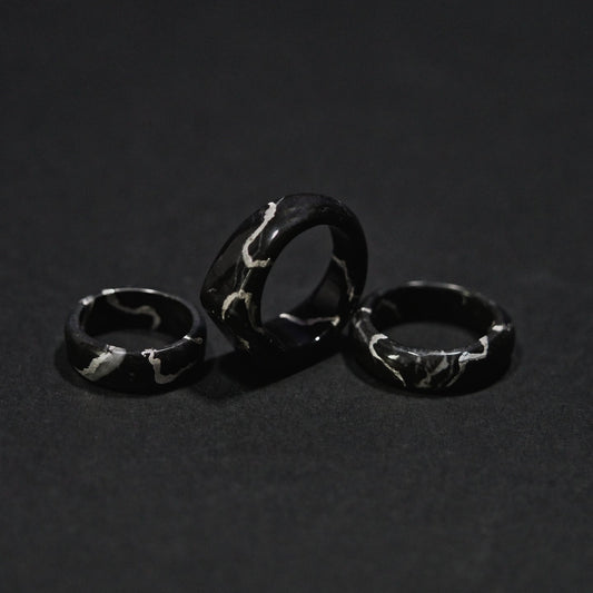 Anelli in Nero Marquina | Oro Bianco